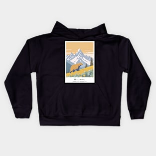 Abstract minimalist retro vintage Bear in Wyoming Grand Teton National Park Vintage Poster Kids Hoodie